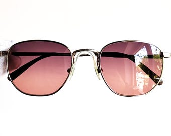 NIKON Design Vintage Sunglasses Rare Square Small Tiny Gold