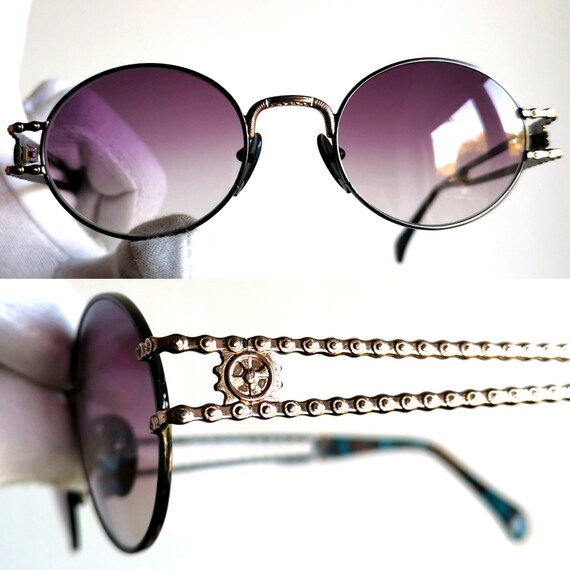 NICOLE MILLER vintage sunglasses oval round gold … - image 2