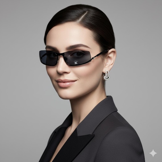 CHANEL sunglasses vintage wrap mask 4066-B white rhin… - Gem