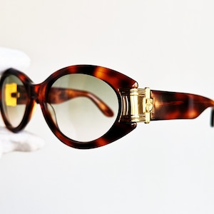Vintage Sunglasses rare oval mask tortoise brown gold Egon VON FURSTENBERG Takeoff Migos designer Biggie Tupac frame new green pink lens 90s