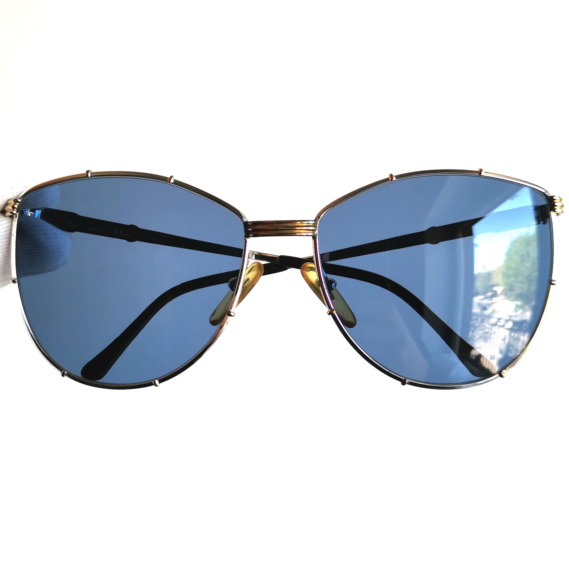 DIOR Vintage Sunglasses Gold Silver Aviator Christian 2472 