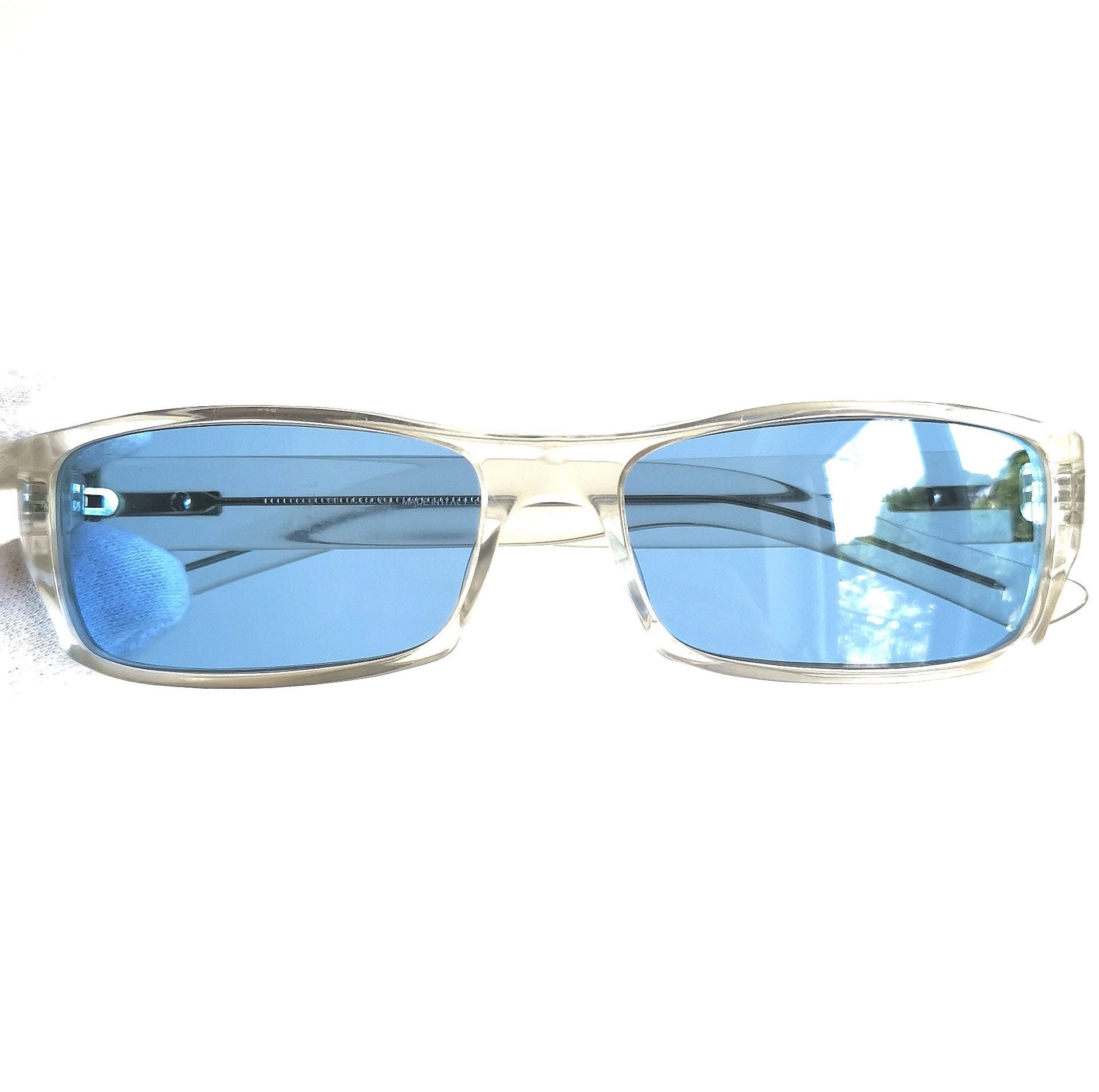GUCCI Vintage Sunglasses Clear Silver Oval GG1444 Small Frame