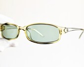 DIOR vintage Sunglasses rare small rectangular oval Bella Hadid Rihanna Lady Gaga Christian tiny silver frame clear green purple new NOS 90