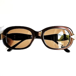 ANNABELLA vintage sunglasses rare oval gold arrow 454  elegant frame Rihanna Migos designer Lady Gaga Kylie Jenner new brown lens 90s
