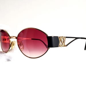 YVES SAINT LAURENT vintage Ysl Sunglasses rare oval black gold Tupac steampunk pink lens round 6039 Migos Rihanna Kylie Jenner 90s new Nos