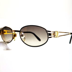 FENDI vintage sunglasses rare oval gold brown black VL7052 steampunk goth small tiny frame roman coin Tupac Biggie Offset Migos new NOS 90s