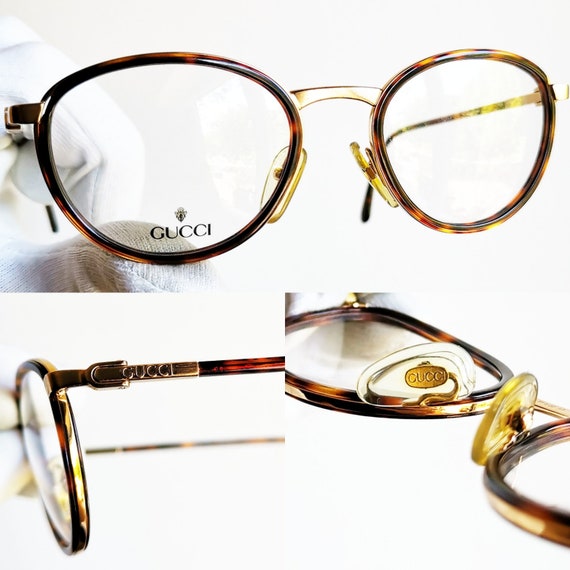 GUCCI vintage Eyewear rare eyeglasses oval gold t… - image 3