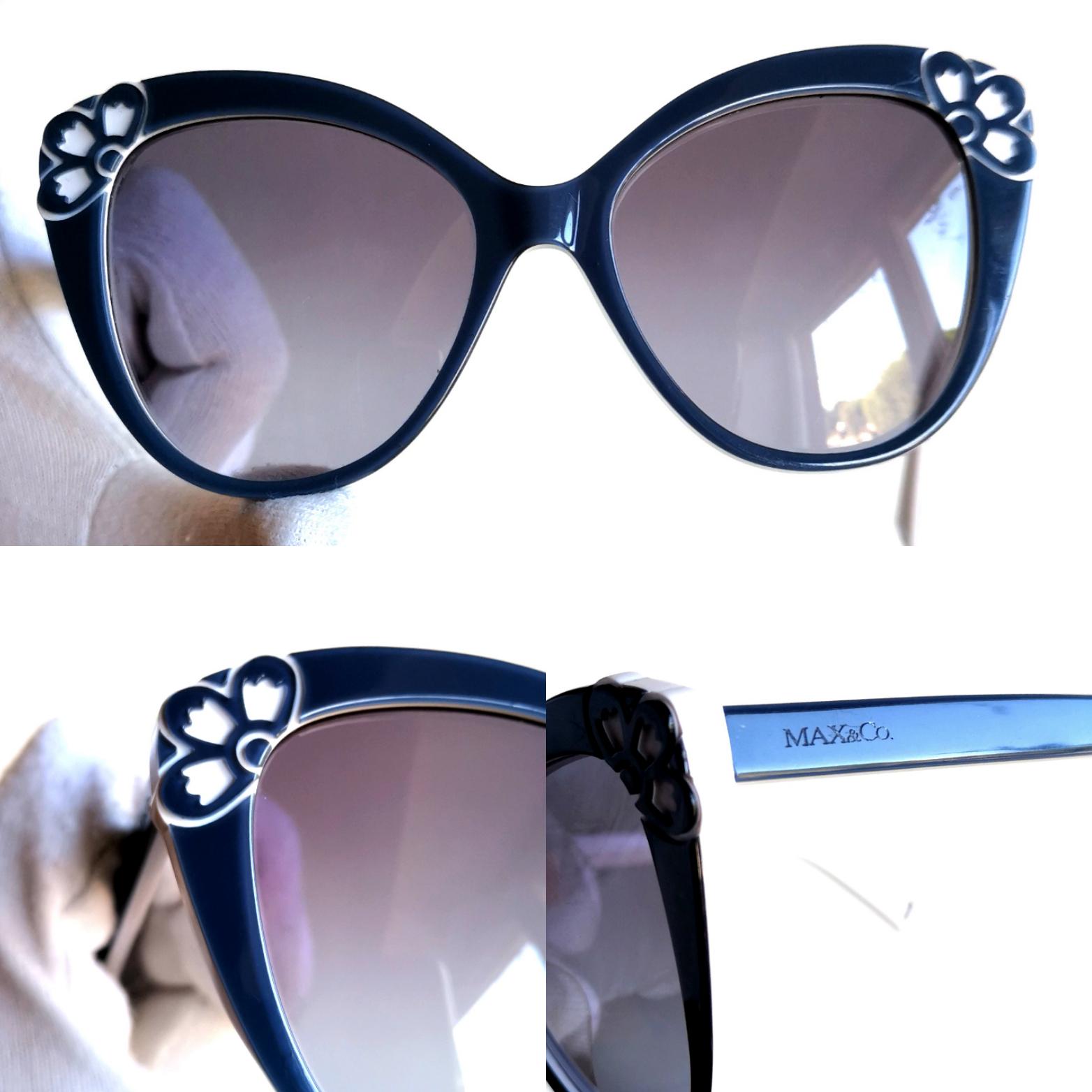 MAX&CO Vintage Sunglasses White Blue Oversize 334/S Cateye  display picture 3