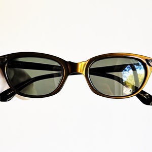 Lunettes de soleil vintage ovales cateye MARWITZ minuscule pin-up papillon marron orange anglais browline Cokette diva cadre Rihanna nouvel objectif des années 70 des années 80