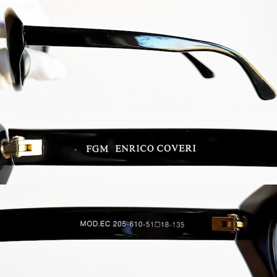 ENRICO COVERI vintage oval cateye sunglasses blac… - image 4