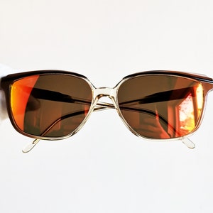 VALENTINO vintage sunglasses rare oval square rectangular made in Italy Valentine clear brown wayfarer frame new red mirror lens NOS - VLTN