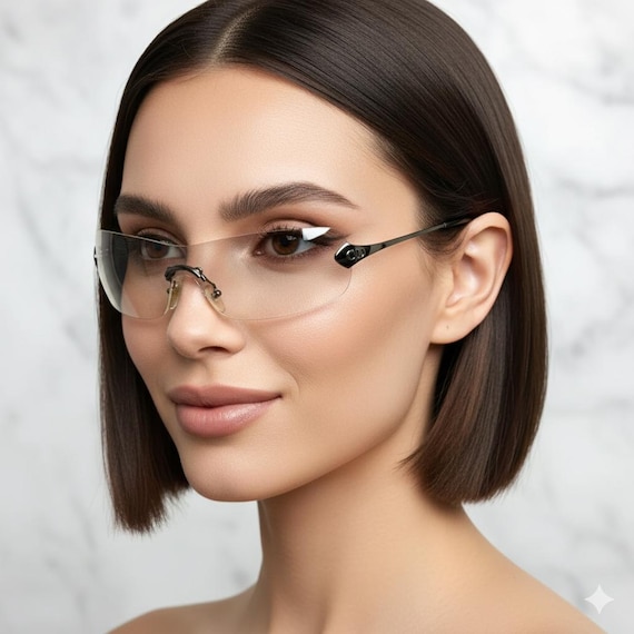 DIOR Absolute Vintage Sunglasses Silver Clear Frameless Wrap