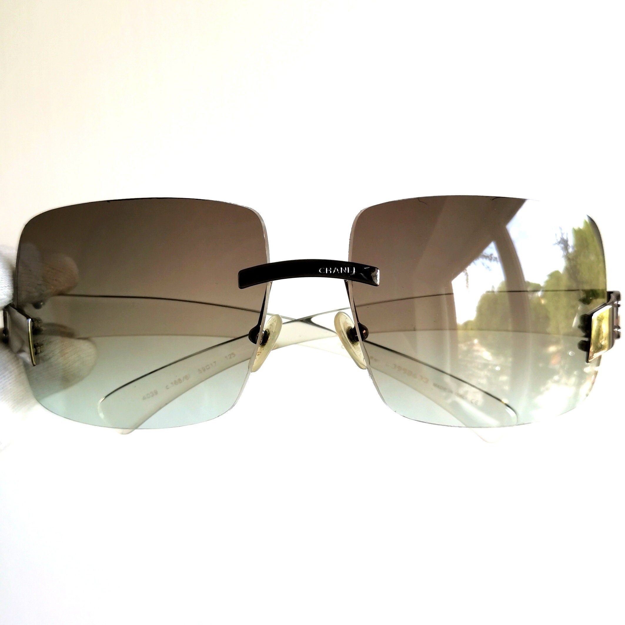 Buy CHANEL Sunglasses Vintage Rare Clear Rectangular Square Wrap