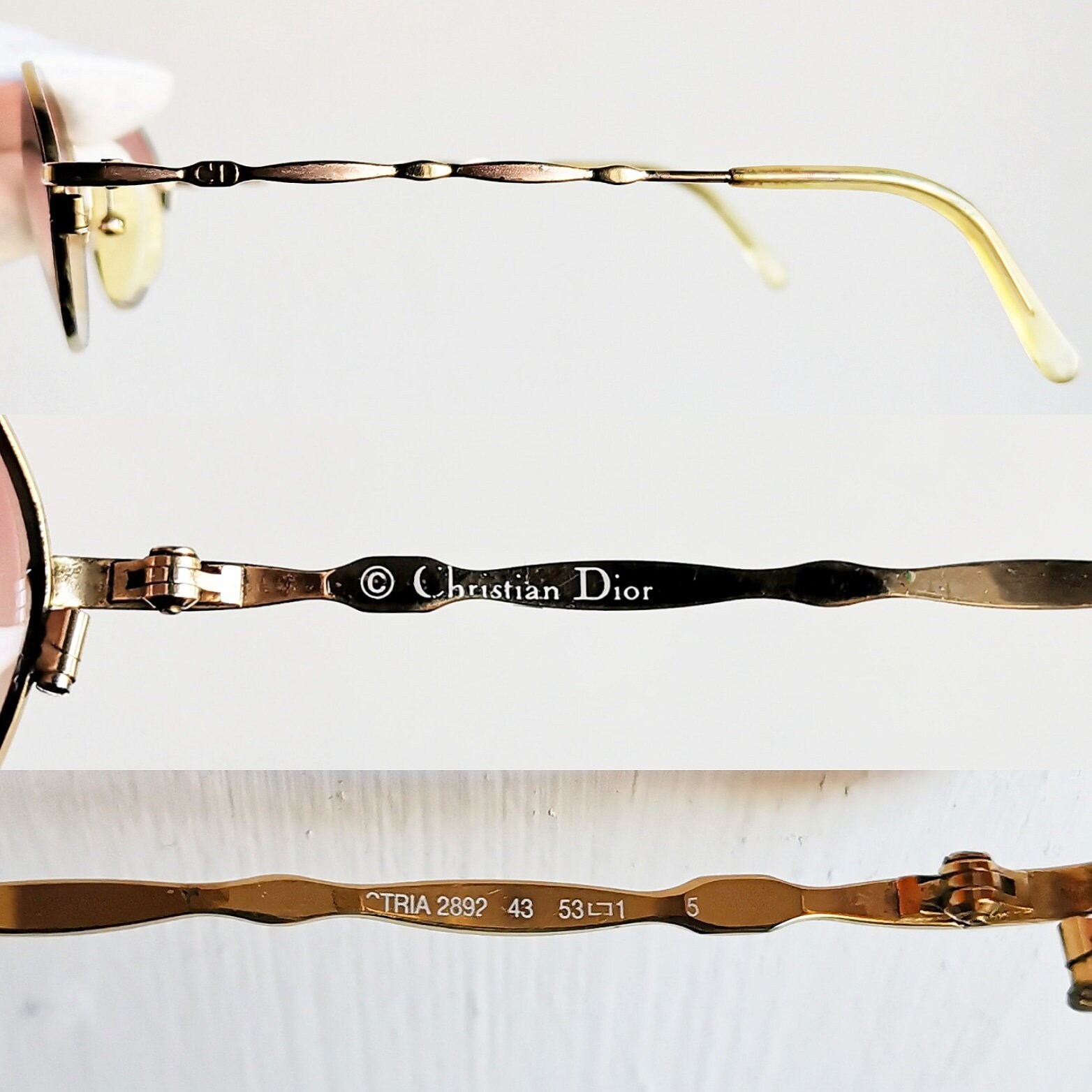 DIOR Vintage Sunglasses Rare Oval Gold Pink Christian Cateye DIOR Vintage Sunglasses Rare Oval Gold Pink Christian Cateye