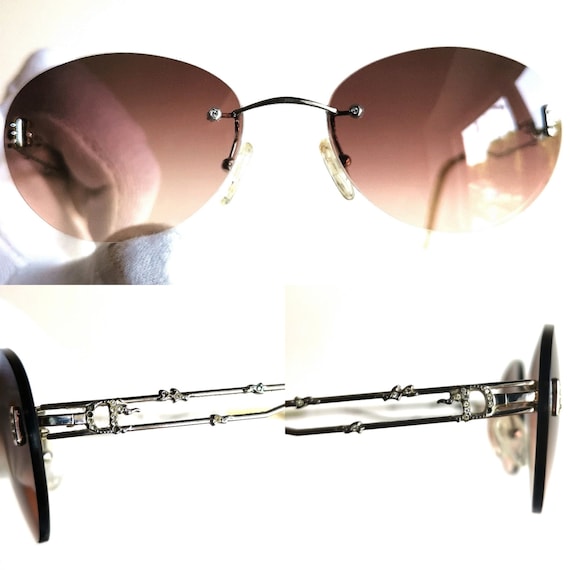 DIOR Vintage Sunglasses Silver Frameless Christian Flame  display picture 2
