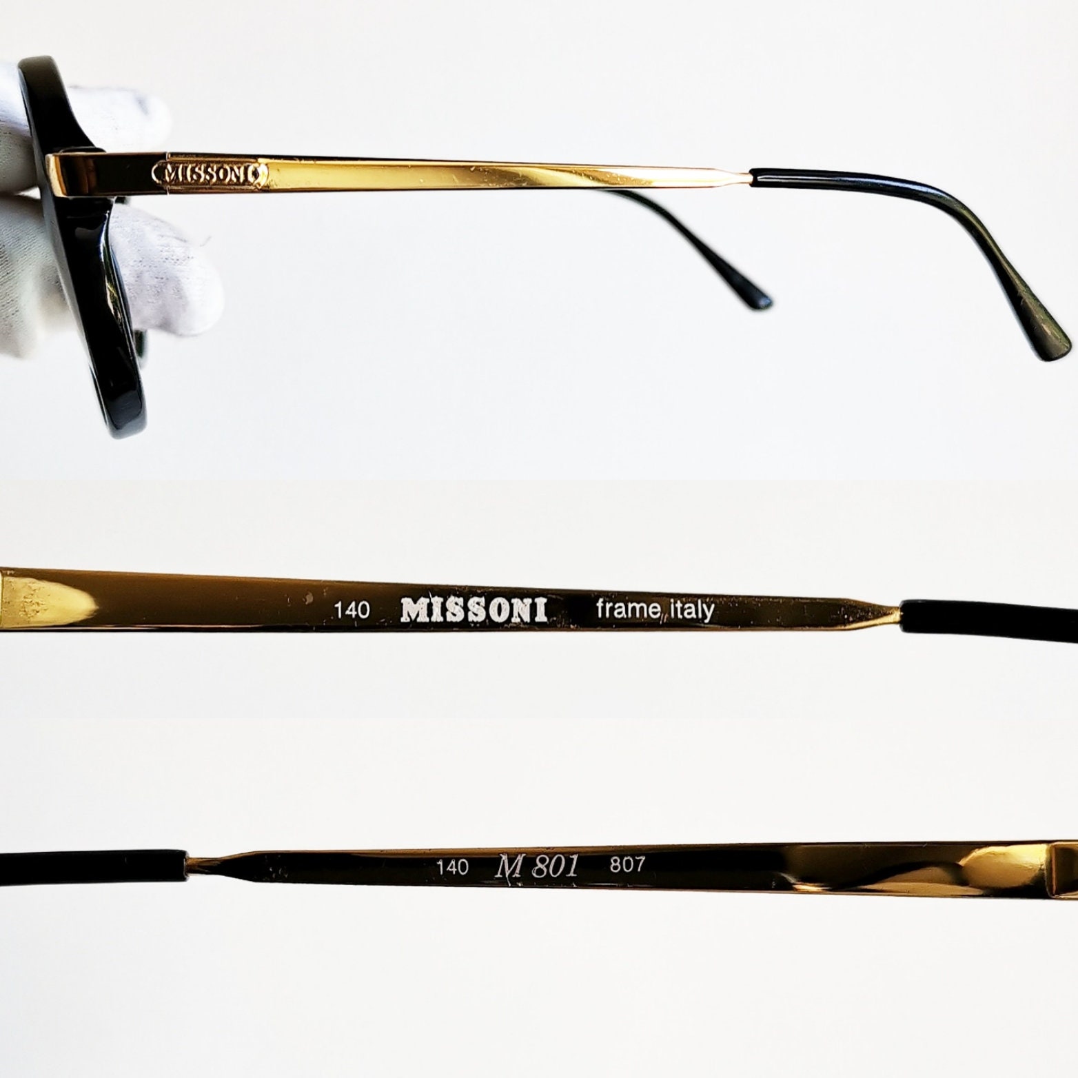NWT Missoni Gold and Black Round Sunglasses Missoni Eyewear Round Black Sunglasses | Wardrobe Icons main image 3