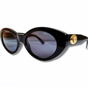 VERSACE Vintage Sunglasses Rare Black Oval Gold Medusa Gianni 480/A Migos  2chainz Rihanna Lady Gaga Notorious Big Biggie Tupac Madonna 90s - Etsy