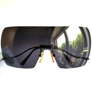 Occhiali da sole ROBERTO CAVALLI, visiera oversize, mascherina vintage, rari, montatura quadrata avvolgente, Crotone56S, Migos 2Chainz, Rihanna, Lady Gaga, solo montatura, anni '90, Y2K