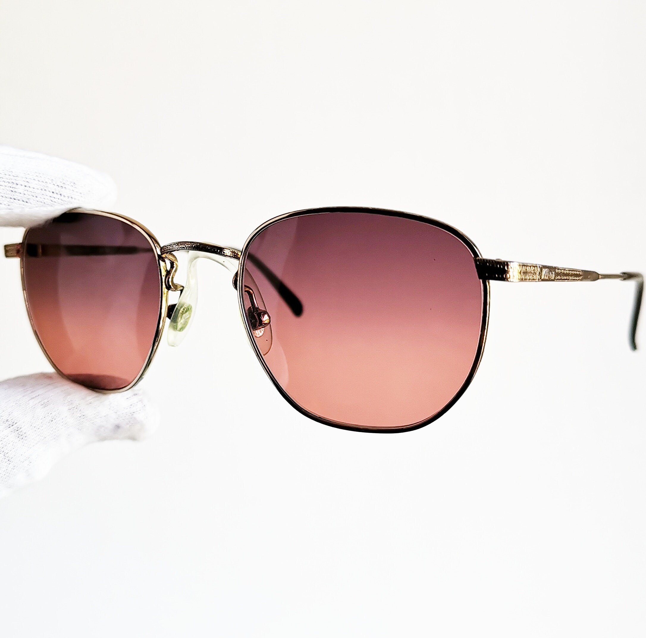NIKON Design Vintage Sunglasses Rare Square Small Tiny Gold