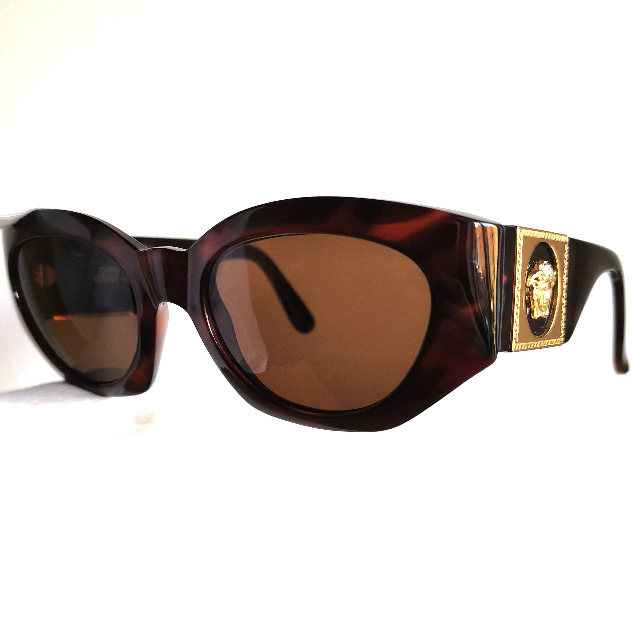 Vintage GIANNI VERSACE 420/C Medusa Tortoise Gold Medusa Sunglasses 90s Gianni Versace Vintage 1996 Sunglasses Gold Medusa Brown MOD  main image 3