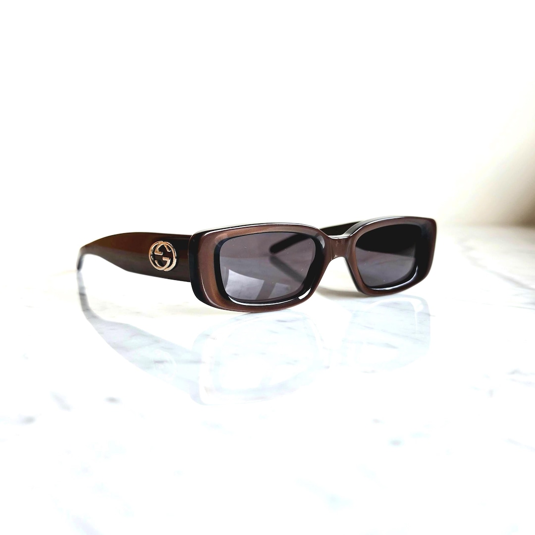 GUCCI Vintage Sunglasses Red Burgundy Silver GG Logo GG2409/S Oval