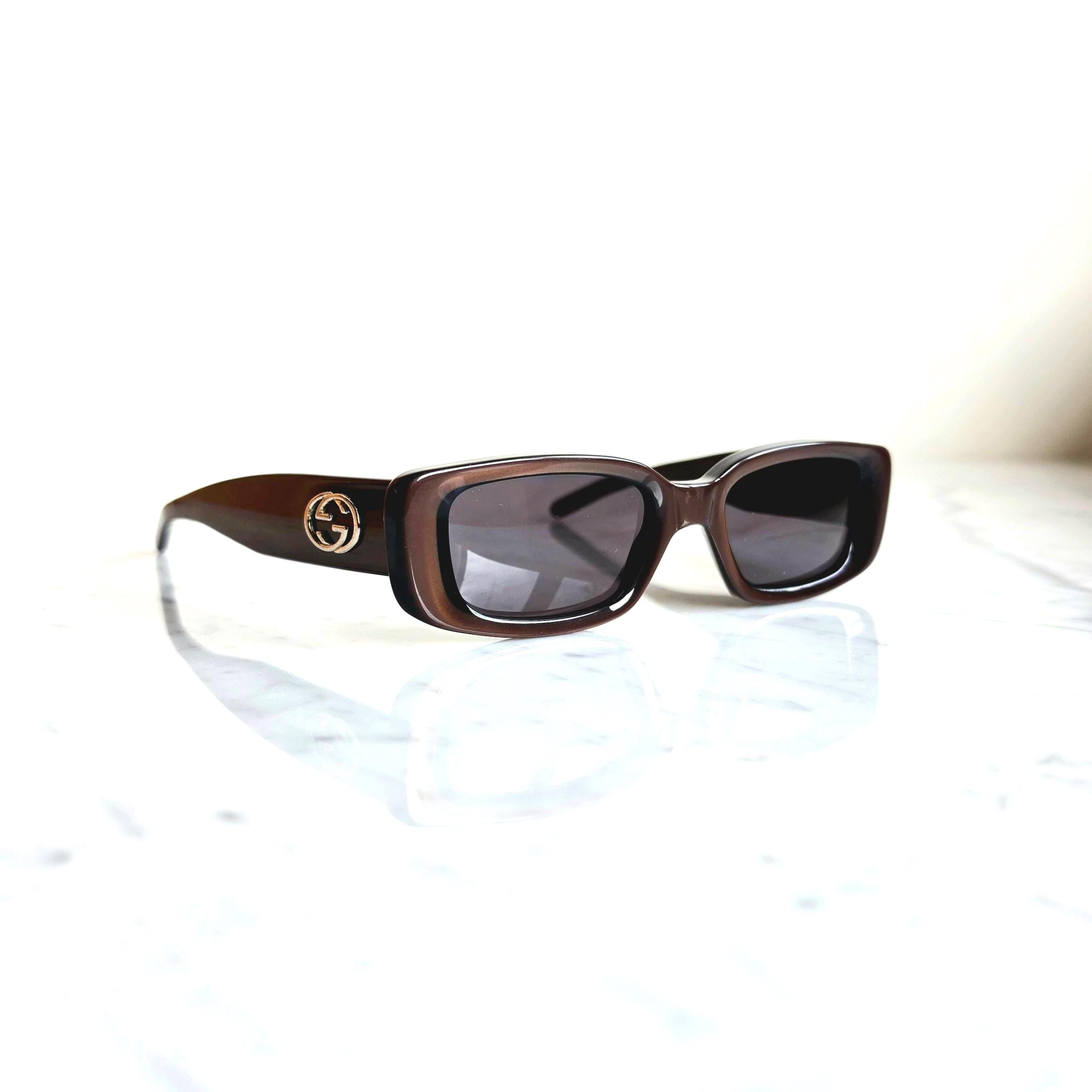 GUCCI Vintage Sunglasses Red Burgundy Silver GG Logo GG2409/S Oval