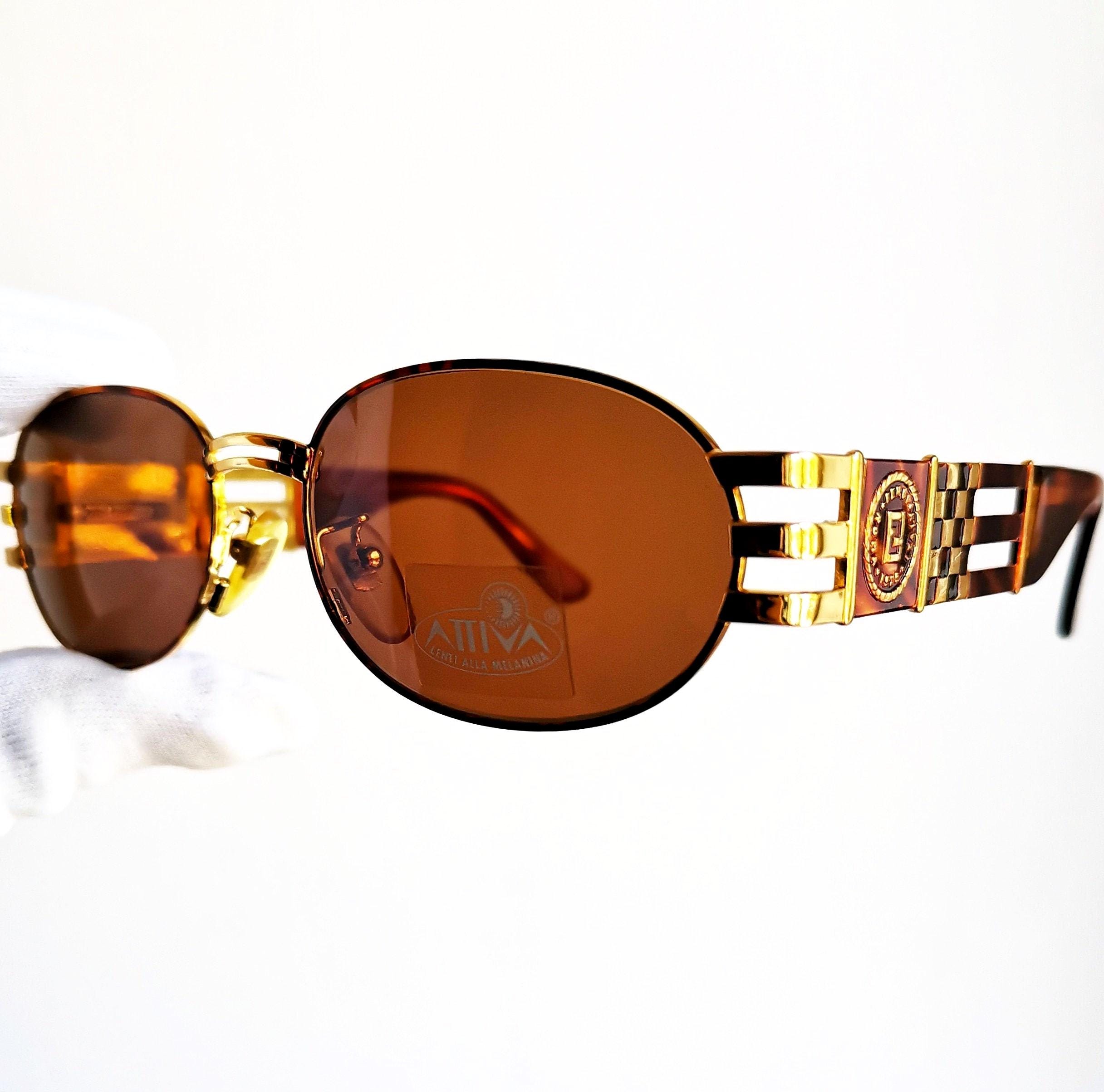 FENDI Vintage Sunglasses Rare Oval Gold Tortoise Brown