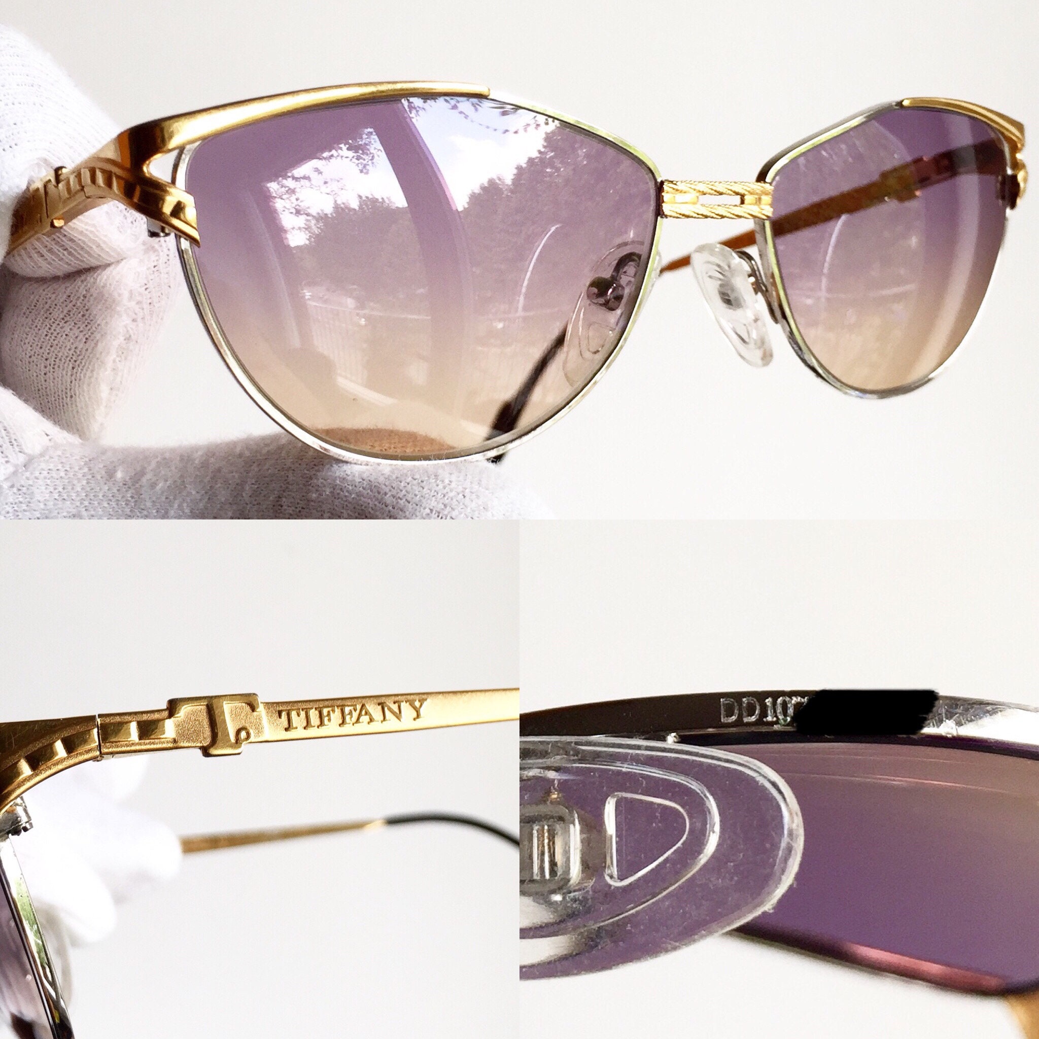 小物 Tiffany LUNETT 23k gold sunglasses TIFFANY 23K Gold Plated Vintage Sunglasses Oval T337 Triangle