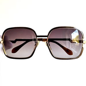 Occhiali da sole vintage quadrati METALFLEX con montatura marrone oro, rari, RunDmc, Migos, 2Chainz, Rihanna, Elton John, boho chic, hippie, nuove lenti grigie, anni '60, '70, '80