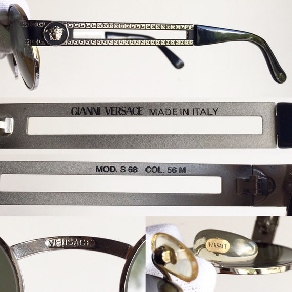 VERSACE vintage sunglasses rare black oval round … - image 4