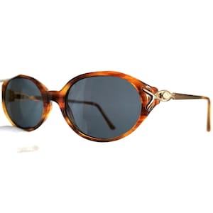 VERSACE vintage Sunglasses rare gold oval tortoise brown small tiny Gianni V43 medusa hype frame Migos Tupac Rihanna designer 90s new lens