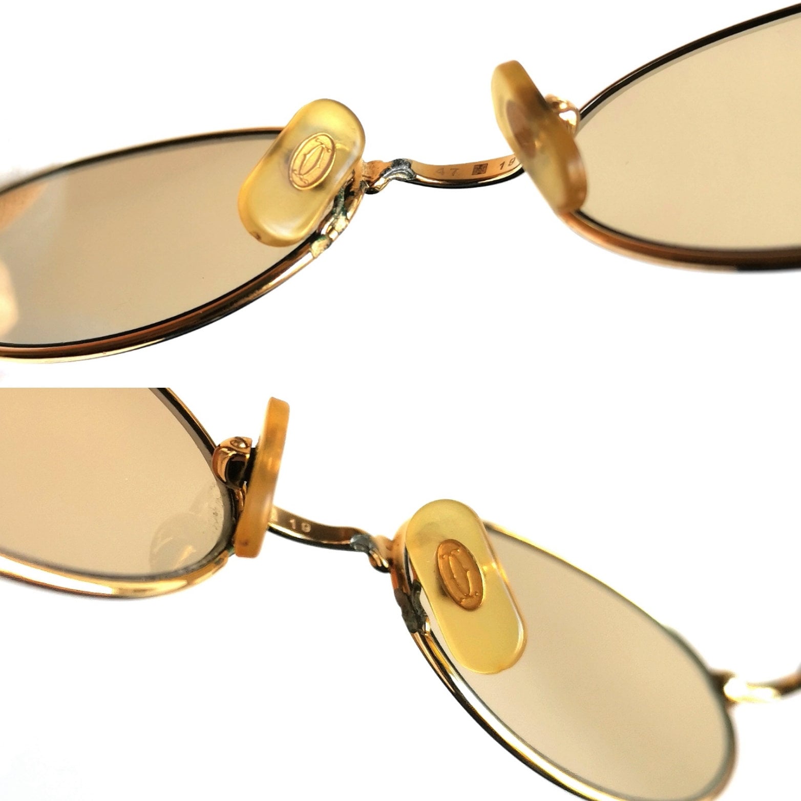 CARTIER Sunglasses Gold Plated Filao Brown Vintage New