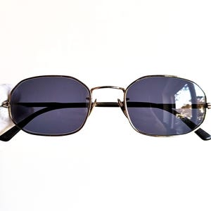 ESSILOR oval vintage sunglasses rare hexagon small Gold filled plated made in France octagon square tiny frame Tupac new purple grape lens