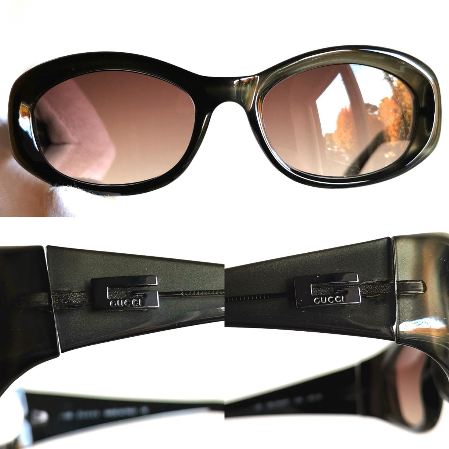 GUCCI Vintage Sunglasses Oval Gray Green GG2432/S Frame Wrap 90s