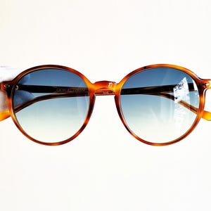 ARMANI vintage sunglasses  round tortoise brown Johnny Depp frame Emporio Giorgio 325 classic   new NOS 90s blue purple lens