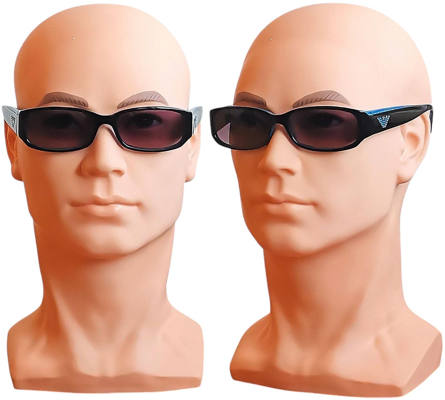 ARMANI Vintage Sunglasses Black Blue Rectangular Oval Giorgio