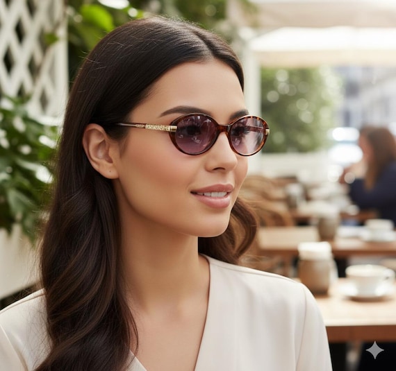 YVES SAINT LAURENT Vintage Ysl Sunglasses Oval Brown Gold Frame