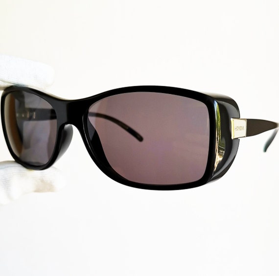 Chanel Black and Silver Oval Sunglasses