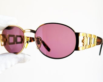 FENDI vintage zonnebril zeldzame ovale gouden vierkante armen steampunk SL 7068 schildpad bruin montuur ontwerper Tupac jaren 90 roze paarse lens Kylie Jenner