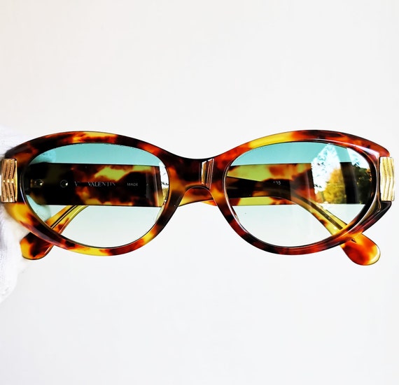 VALENTINO vintage sunglasses gold oval tortoise brown… - Gem display picture 2
