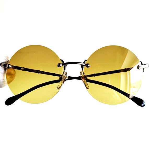 FENDI Vintage Sunglasses Round Frameless VL7093 Silver Gold  display picture 1