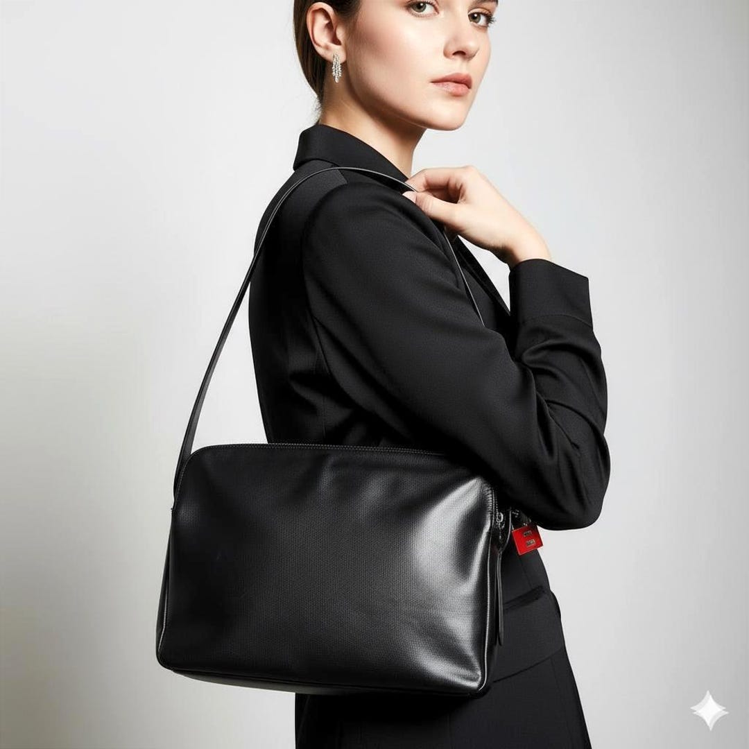 BALLY Calf Leather Sling Bag Vintage Shoulder Safe Pad Lock Black
