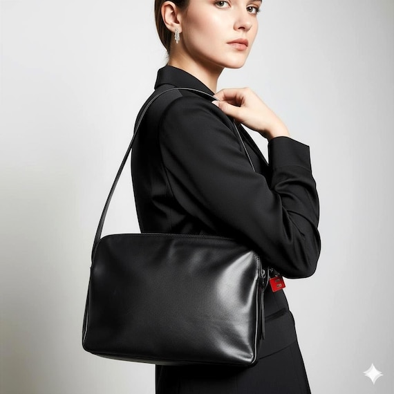 BALLY Calf Leather Sling Bag Vintage Shoulder Safe Pad Lock Black