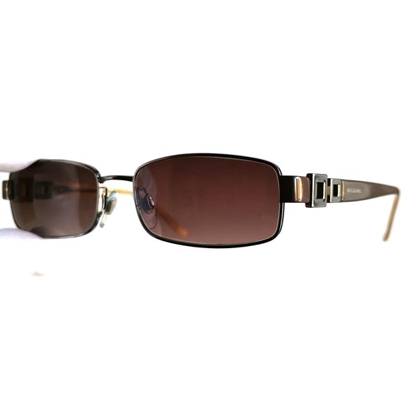 BVLGARI Vintage Sunglasses Oval Gray Silver Rectangular BVLGARI Vintage Sunglasses Oval Gray Silver Rectangular