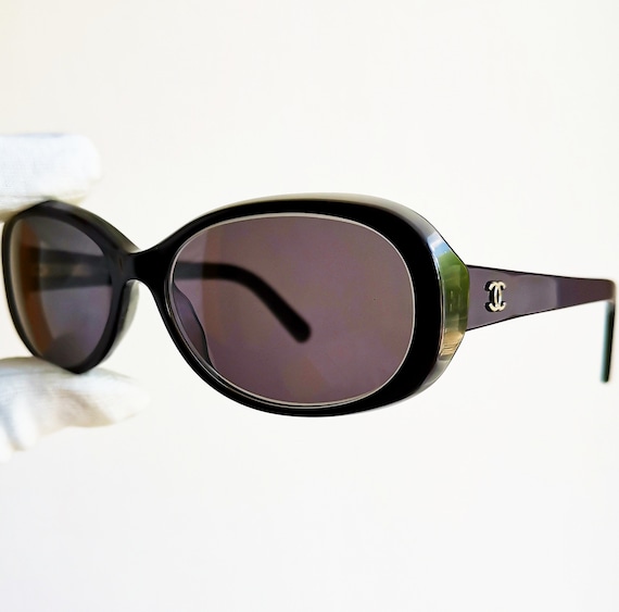 Chanel Vintage 90s Rhinestones Oval Frames Sunglasses