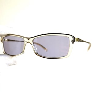 YVES SAINT LAURENT Vintage Sonnenbrille klar silber rechteckig cateye Ysl 2028 Rihanna Lady Gaga Kylie Jenner Rahmen neue lila Linse Nos 90s