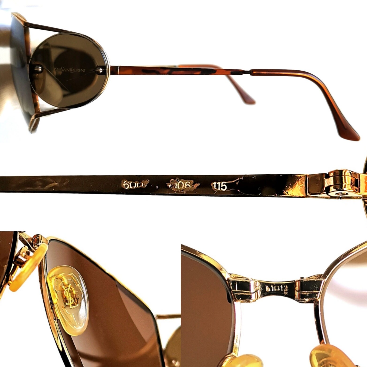 YVES SAINT LAURENT Vintage Ysl Sunglasses Squared Aviator Gold