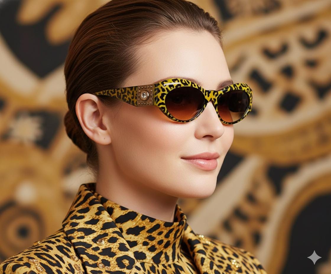 ヴェルサーチヴィンテージ VERSACE Vintage Sunglasses Leopard Cheetah Jaguar Print Animalier