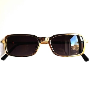 DOLCE & GABBANA occhiali da sole vintage oro lucido nero ovale rettangolare DG123 montatura anni '90 y2k Migos 2Chainz Rihanna Lady Gaga Bella Hadid nuovi NOS
