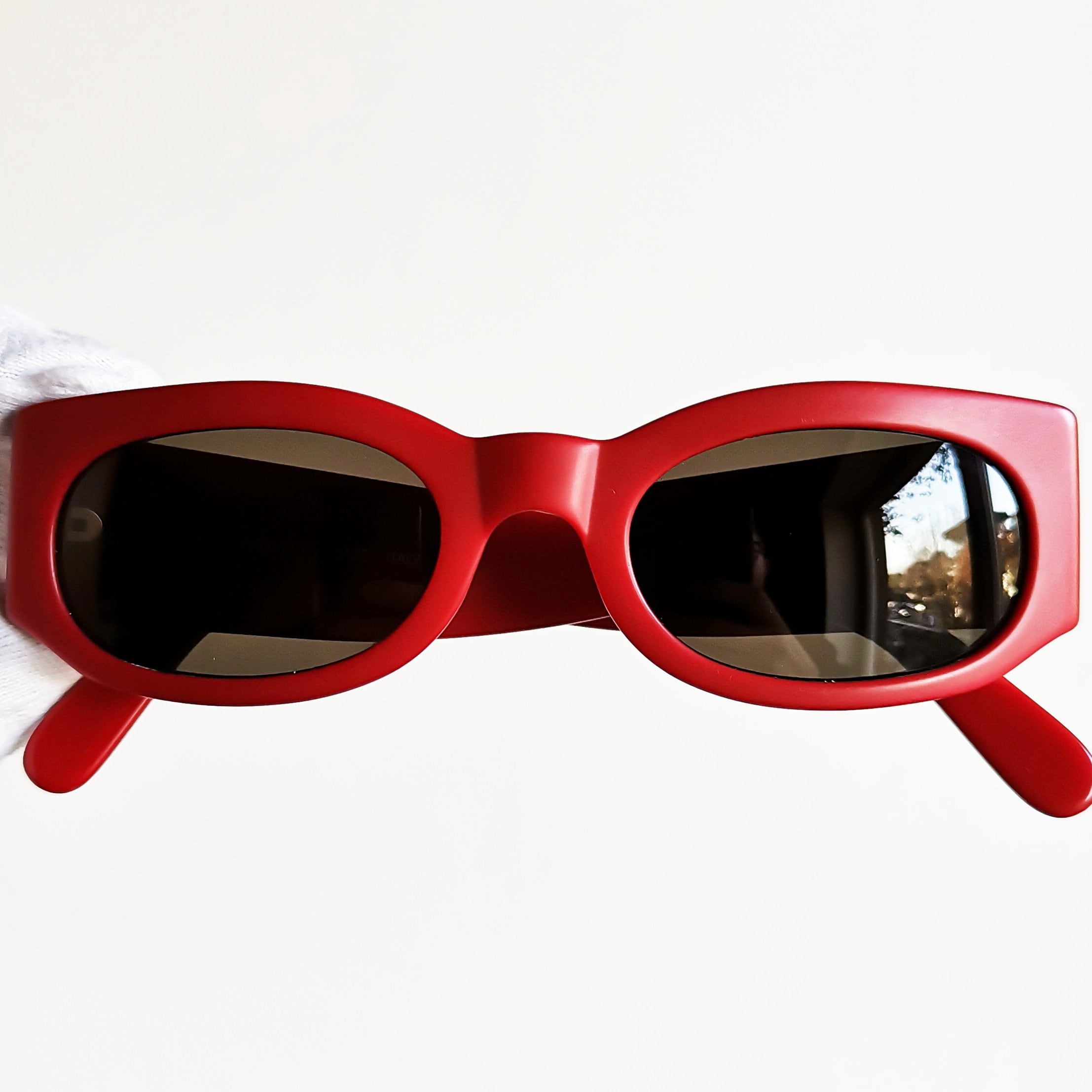 LIKE NEW ? Vintage Yves Saint Lauren red rectangular sunglasses SL 277 Saint Laurent Sunglasses 012 Shiny Red - eye-oo.com main image 2